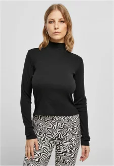 Ladies Rib Back Cut Out Longsleeve black