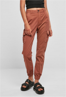 Ladies High Waist Cargo Pants terracotta