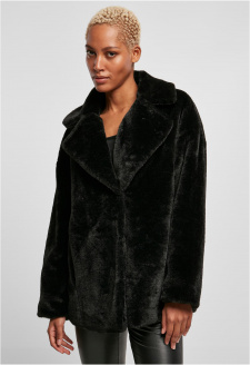 Ladies Lapel Teddy Jacket black
