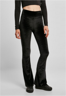 Ladies High Waist Velvet Boot Cut Leggings black