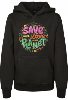 Kids Save And Love Hoody black