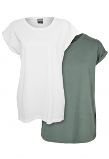 Ladies Extended Shoulder Tee 2-Pack white+paleleaf