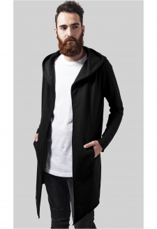 Long Hooded Open Edge Cardigan black