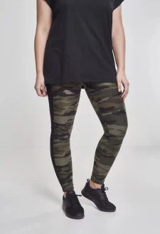 Ladies Camo Stripe Leggings woodcamo/blk