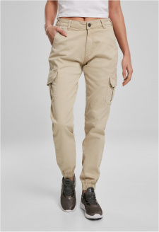 Ladies High Waist Cargo Pants concrete