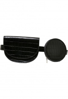 Croco Synthetic Leather Double Beltbag black