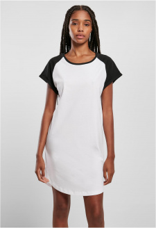 Ladies Contrast Raglan Tee Dress white/black