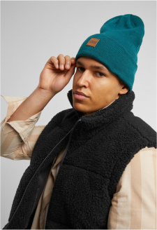 Synthetic Leatherpatch Long Beanie jasper