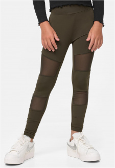 Girls Tech Mesh Leggings darkolive