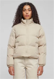 Ladies Short Peached Puffer Jacket wetsand