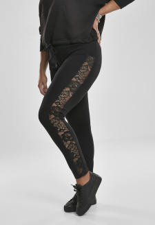 Ladies Lace Striped Leggings black