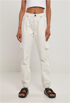 Ladies Organic Stretch Denim Cargo Pants offwhite raw