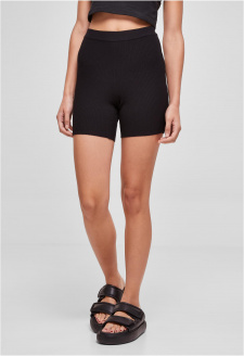 Ladies Rib Knit Shorts black