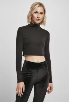 Ladies Organic Cropped Turtelneck Longsleeve black
