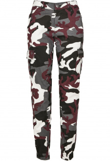 Ladies High Waist Camo Cargo Pants wine camo