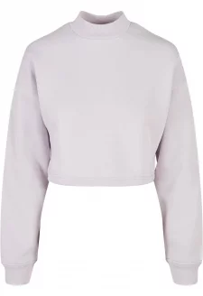 Ladies Cropped Oversized Sweat High Neck Crew softlilac