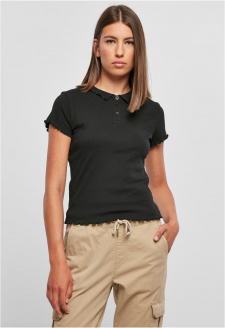 Ladies Rib Polo Tee black