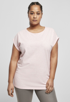 Ladies Color Melange Extended Shoulder Tee pink melange