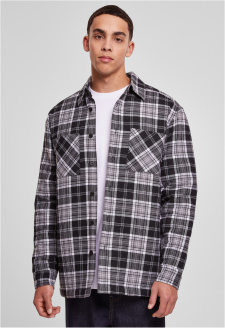 Padded Checked Shirt Jacket black/white