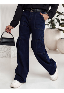 Spodnie damskie FITZONE jeansowe cargo ciemnoniebieskie Dstreet UY2243