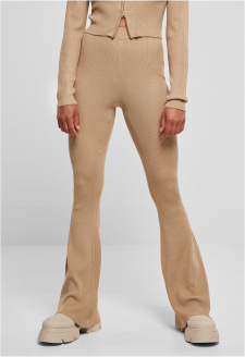 Ladies Rib Knit Bootcut Leggings unionbeige