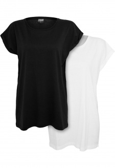 Ladies Extended Shoulder Tee 2-Pack black/white