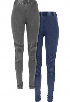 Pre-Pack Ladies Denim Jersey Leggings 2-Pack darkgrey + indigo