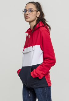 Ladies Color Block Sweat Pull Over Hoody firered/navy/white