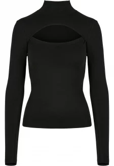 Ladies Cut-Out Turtleneck Longsleeve black