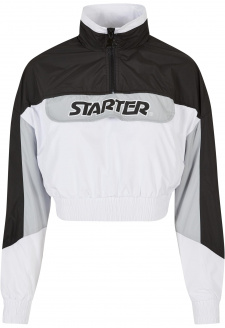 Ladies Starter Colorblock Pull Over Jacket black/white