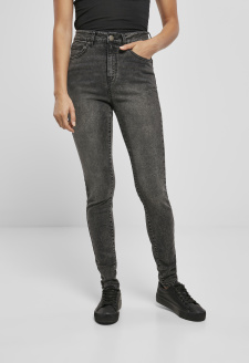 Ladies High Waist Skinny Jeans black stone washed