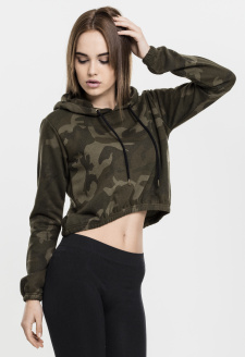 Ladies Camo Cropped Hoody olive camo