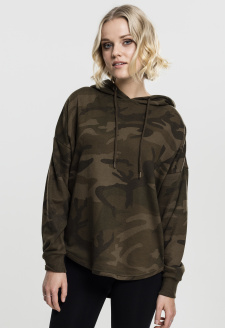 Ladies Oversized Camo Hoody olive camo