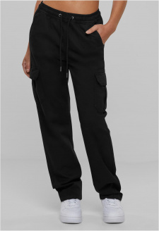 Ladies High Waist Twill Cargo Pants black