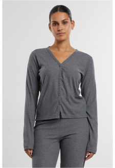 Ladies Rib Cardigan darkgreymelange