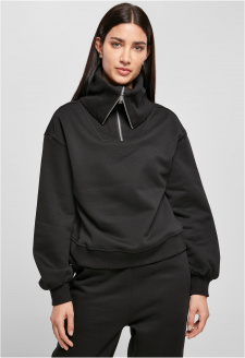 Ladies Oversized High Neck Troyer Crew black