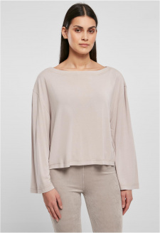 Ladies Short Modal Bateau Necklinie Longsleeve warmgrey