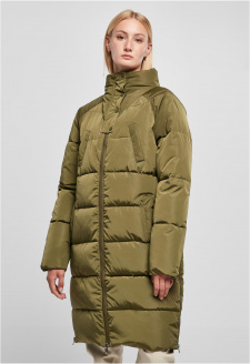 Ladies High Neck Puffer Coat olive