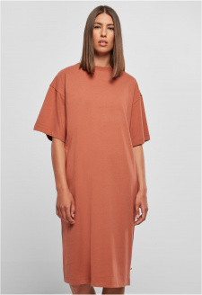 Ladies Organic Long Oversized Tee Dress terracotta