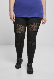 Ladies Flock Lace Inset Leggings black