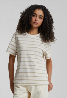 Ladies Striped Boxy Tee wetsand/sand