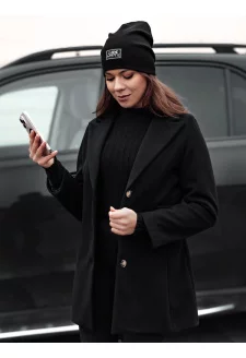 Płaszcz damski jednorzędowy BELVEONE czarny Dstreet NY0732