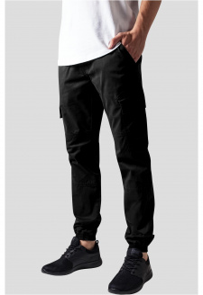 Washed Cargo Twill Jogging Pants black