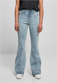 Ladies High Waist Flared Denim Pants tinted light blue washed