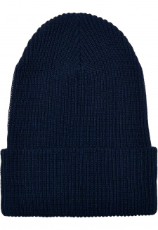 Recycled Yarn Ribbed Knit Beanie navy