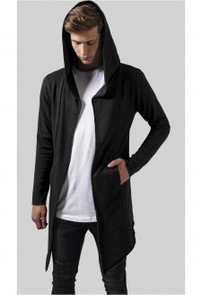 Long Hooded Open Edge Cardigan charcoal