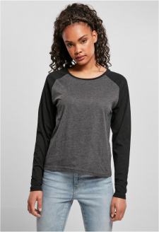 Ladies Contrast Raglan Longsleeve charcoal/black