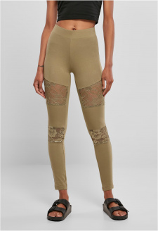 Ladies Laces Inset Leggings khaki