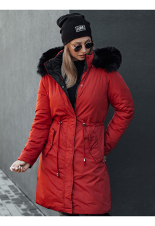 Parka damska zimowa TRENDNEL dwustronna z kapturem czerwona Dstreet TY4588