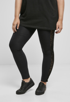 Ladies Flock Lace Stripe Leggings black